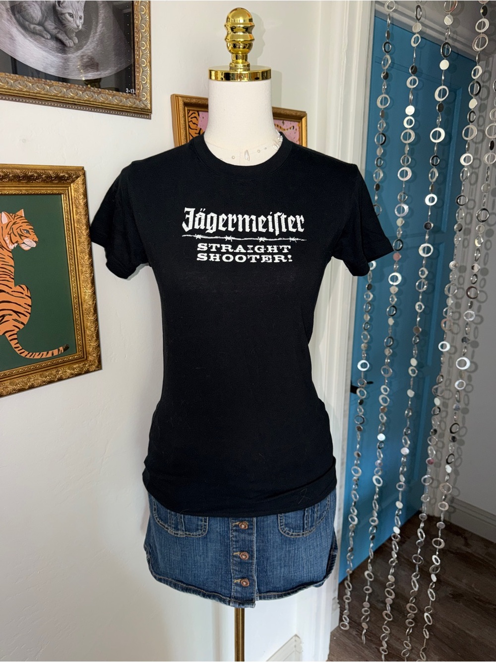 Vintage Y2K Jägermeister Black 'Straight Shooter' Logo Tee